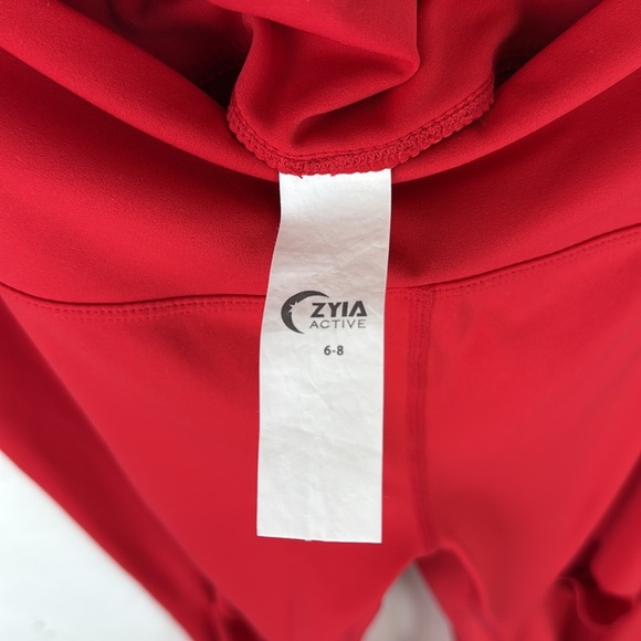 ZYIA Active Women's Red Slash Distressed Leggings Athletic Stretch 24” Size 6-8 - Picture 6 of 6